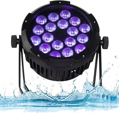 Produktbild von Par Lichten Wasserdichte Outdoor-LED-Scheinwerfer, 18 x 18W, für Bühnenbeleuchtung, Wascheinwirkung, DMX-Steuerung, Stroboskop, DJ-Licht, Partybeleuchtung, geeignet für Weihnachtsfeiern, Hochzeiten und Shows