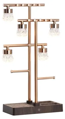 Image de Lampe décorative LED IMMAX 2 en 1 : LUMITREE / Organisateur à bijoux / 1,5 W / 5 V / 1 A / 3000 K / USB-C / Or rose