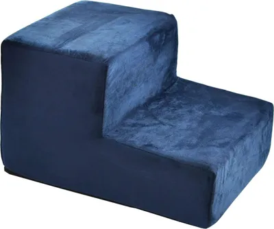 Image de Escalier pour chiens Escalier pour chats Escalier pour animaux domestiques Aide à la montée Revêtement en peluche 2 marches Bleu foncé Velvet