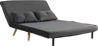 Produktbild von Fortuna Lai 2-Sitzer-Schlafsofa, Bettsofa, in Bett umwandelbare Couch, verstellbare Rückenlehne, Stoffbezug, Metallrahmen, Grau