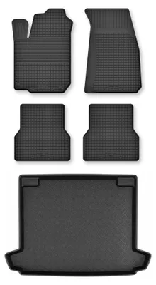 Zdjęcie produktu dla Dywaniki gumowe + mata bagażnika do Renault Clio III 2008-2012 (kombi, górny poziom podłogi) – czarne, dobierane – Wielganizator Semi-Universal