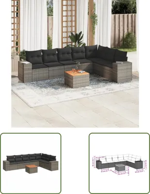Produktbild von The Living Store 8-tlg. Garten-Sofagarnitur mit Kissen Grau Poly Rattan