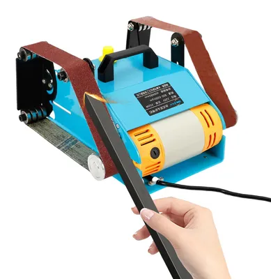 Immagine prodotto di Levigatrice a nastro elettrica - Levigatrice/lucidatrice da banco - 950 W, 220 V - Doppio asse - Velocità regolabile - 7300 g - Blu