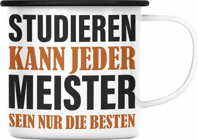 Produktbild von Trendation - Meisterprüfung Bestanden Geschenke Meister Prüfung Emaille Tassen Männer Metallbauer Dachdecker Maler Elektrotechnik Elektronik Schreiner (Schwarz)