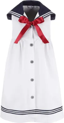 Produktbild von modAS Kinder Matrosenkleid ärmellos - Maritimes Kleid mit großem Kragen in Weiß Größe 128