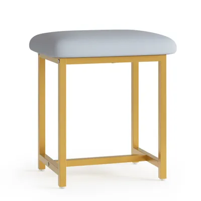 Produktbild von Mondeer Schminktisch-Hocker mit Metallrahmen & Technikstoff – Robust, Komfortabel, Platzsparend 41x31x44,5 cm