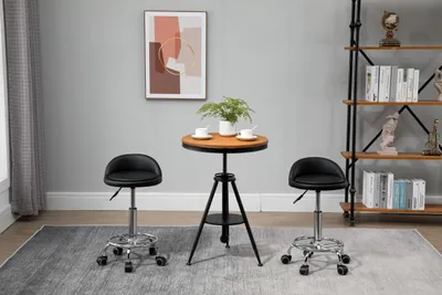 Produktbild von HOMCOM Rollhocker mit Rückenlehne 57-72 cm höhenverstellbar Drehhocker