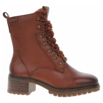 Produktbild von Tamaris Damen Stiefeletten/ Schnürboots/ Winterstiefeletten Braun Glattleder-Textil-Mix  Größe: 38