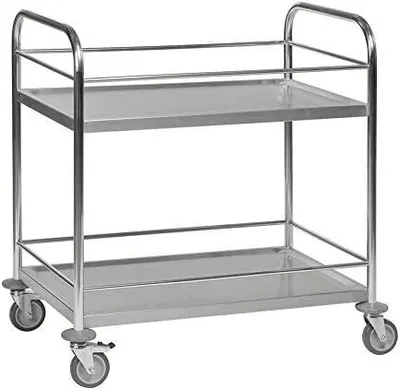 Imagen del producto de Carro de servicio de acero inoxidable con 2 estantes, dimensiones 910 x 590 x 940 mm, capacidad de carga: 100 kg, 2