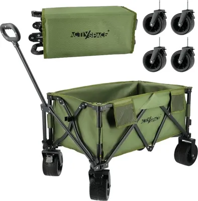Produktbild von Premium Faltwagen für Strand und Camping - Armeegrün