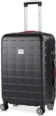 Produktbild von Monzana Reisekoffer Trolley Größe L, Schwarz, mit TSA Schloss, Zwillingsrollen, Teleskopgriff, Standfüße, Tragegriffe und kratzfestem Diamantmuster, 67x44x28 cm