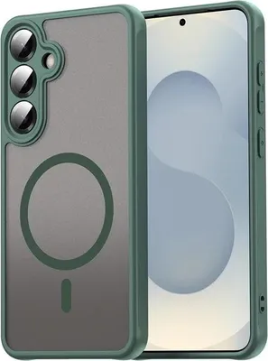 Image de Étui MagSafe pour Samsung Galaxy S25/S24 - Coque arrière Phonesta AirFrost Semi-Transparent - Vert mat