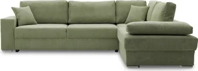 Produktbild von Ecksofa FESTINA 290/230 RECHTS mit schlaffunktion und Bettkasten - L-förmig - Cordstoff - Stoff POSO 047 Olivgrün