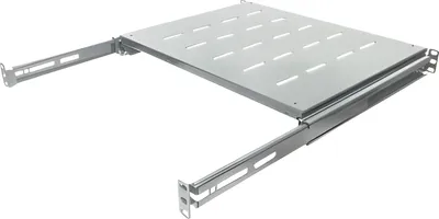 Produktbild von Intellinet 19" Ausziehbarer Fachboden, 1 HE, geeignet für Schränke mit 800 bis 1000 mm Tiefe, Ablagefläche 550 mm Tiefe, grau, Regalboden, Stahl, Grau, 4,8 kg