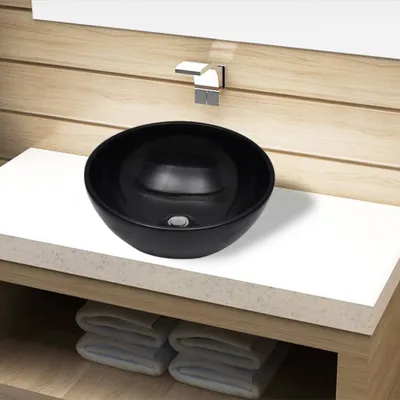 Produktbild von Keramik Waschbecken rund schwarz