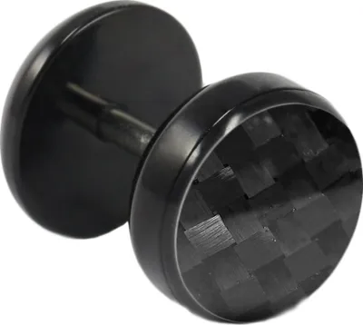 Produktbild von Fake Plug Ohrstecker schwarz Carbonfaser in verschiedenen Farben und Größen Größe - 8 mm Farbe - Klein Schwarz