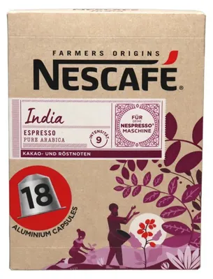Obrázek produktu pro Nescafe Farmers Origins India Espresso Coffee 18 kapslí 95g