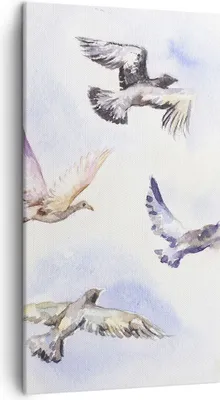 Produktbild von Bild auf Leinwand - Leinwandbild - Vögel Aquarell Wildheit Fliegen - 45x80cm - Wand Bild - Wanddeko - Leinwanddruck - Bilder - Kunstdruck - Wanddekoration - Leinwand bilder - Wandkunst - PA45x80-3066