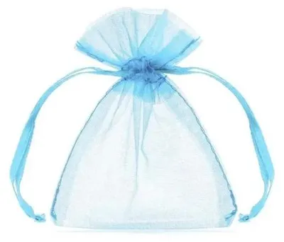 Zdjęcie produktu dla Eleganckie Woreczki Organza Błękitne 10 cm - Idealne na prezenty i dekorację imprez