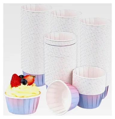 Produktbild von 200 Stück kleine Cupcake Förmchen aus Papier, fettdichte Mini Muffinförmchen, Einweg Backbecher für Muffins, Cupcakes und kleine n