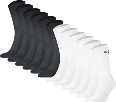 Produktbild von PUMA Unisex Sportsocken, 12er Pack - Sport Crew Socken, ECOM, Logo, einfarbig Schwarz/Weiß 39-42