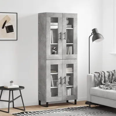 Image de vidaXL Highboard gris béton 69,5x34x180 cm Bois composite