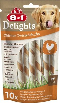 Produktbild von 8in1 Delights Chicken Twisted Sticks - gesunde Kaustangen für Hunde, hochwertige