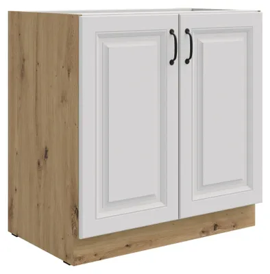 Produktbild von Unterschrank 80 cm Stilo Weiss + Eiche Artisan Küchenzeile Küchenblock Küche