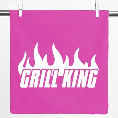 Produktbild von Huuraa Kissenbezug Grill King Flammen 40x40cm Fuchsia Baumwolle Dekokissenbezug Geschenkidee