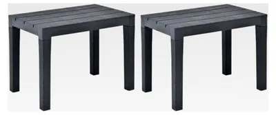 Produktbild von 2er Set Gartenbank aus Kunststoff in Anthrazit