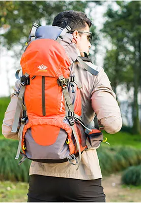 Produktbild von MAITY Wanderrucksack 50L MOLLE, Trekkingrucksack,Wasserdicht, Reisetasche Ultralight Atmungsaktives Tragesystem, Orange