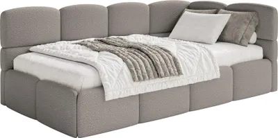 Produktbild von Selsey Cloudy – Jugendbett 90x200 cm, rechtsseitig mit Bouclé-Bezug, Grau