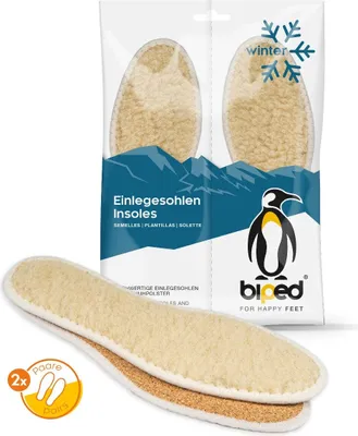 Produktbild von biped 2 Paar Einlegesohlen mit echter Schafwolle und Natur Kork z2736(47)