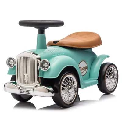 Obrázok produktu pre Detské odrážadlo Classic 1930 (1–3 roky) – s klaksónom, úložným priestorom a ochranou proti prevráteniu – retro odrážadlo vrátane darčekovej krabičky, zelené