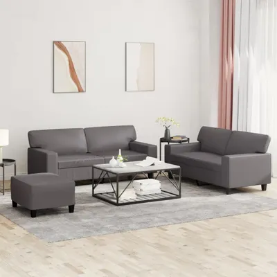 Produktbild von Cloris DesignMöbel 3-tlg. Sofagarnitur Grau Kunstleder , Schlafsofas 2024 Neu