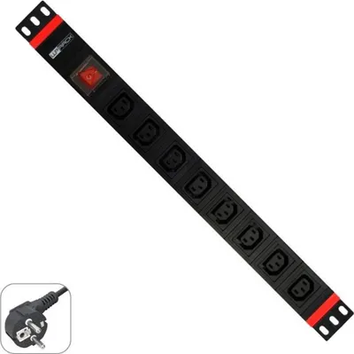 Produktbild von WP WPN-PDU-G05-08, 2 m, C14-Koppler, Aluminium, Schwarz, 8 AC-Ausgänge, 250 V