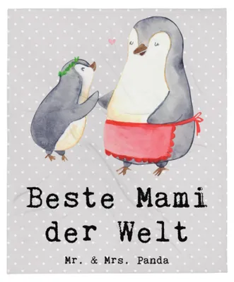 Produktbild von Mr. & Mrs. Panda Sofadecke Pinguin Beste Mami der Welt - Grau Pastell - Geschenk, Danke, Kuscheldecke, Muttertag, Bettdecke, Geschenkidee, Bettüberwurf, Mama, Mutter