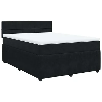 Produktbild von Boxspringbett mit Matratze Schwarz 140x200 cm Samt