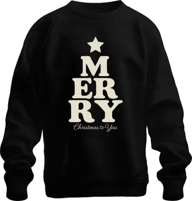 Produktbild von MERRY Christmas Weihnachten Weihnachtsbaum Geschenk Vintage Retro Uni Sweatshirt Pullover, Schwarz, XXL