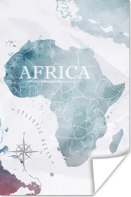 Produktbild von MuchoWow® Poster Weltkarte - Afrika - Blau 40x60 cm - Plakate für die Wand - Poster Babyzimmer