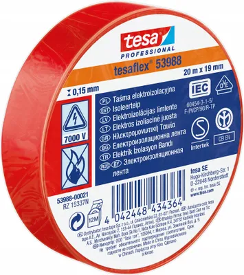 Produktbild von Tesa - Isolierband (20 m x 19 mm), Farbe rot