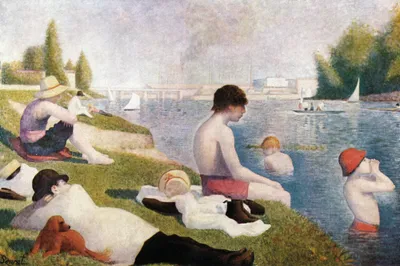 Zdjęcie produktu dla Georges Seurat Art Print Obraz - Kąpiący się w Asnières, 1884 (80 x 120 cm)