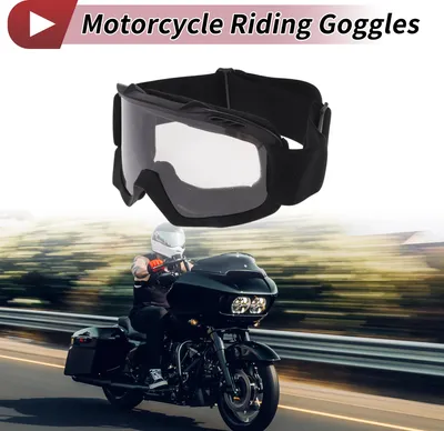 Produktbild von Motorradfahrbrille Radsportsonnenbrille Klare Linse Schwarzer Rahmen