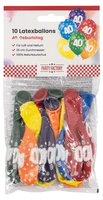 Produktbild von Bunter Latexballons-Mix 40. Geburtstag 10er Pack