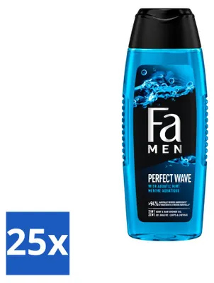 Produktbild von 25 x Fa Men Perfect Wave 2-in-1 Douchegel & Shampoo Menthol 250 ml - Vorteilspackung - 25 Stücke