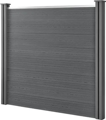 Obrázek produktu pro WPC zahradní plot šedý se sloupky soukromí obrazovka větrná zábrana laťkový plot 165x162cm [neu.holz]