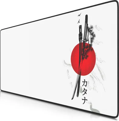 Produktbild von Titanwolf Gaming Mauspad XXL, 900 x 400 x 3 mm, Schreibtischunterlage, abwaschbar, rutschfeste Rückseite, Geschwindigkeit & Präzision, Japan Ink Swords