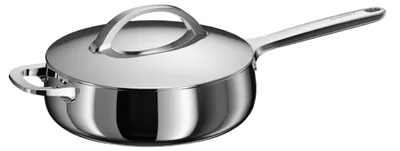 Sautierpfanne 24 cm Edelstahl mit Deckel, induktionsgeeignet