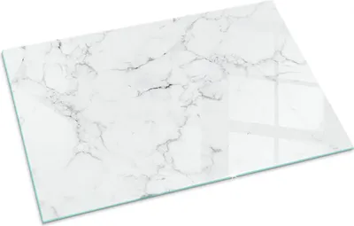 Produktbild von Marmormuster mit Aderung – Glasbodenplatte für – Kaminofen – Kaminplatte Glas – Schutzglas – Funkenschutzplatte –Glasbodenplatte Feuerfeste – Hitzeschutzplatte – Bodenschutz aus Glas – 100x70 cm