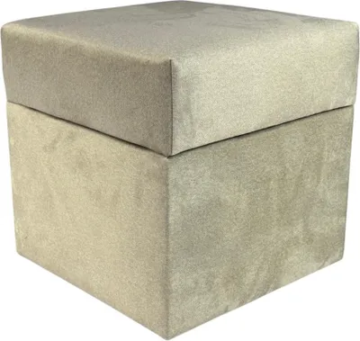 Zdjęcie produktu dla Pufa otwierana kwadratowa ELEMENT 40x40 cm delikatny łatwoczyszczący welur trudnopalny ze schwokiem stylowa jasno beżowa